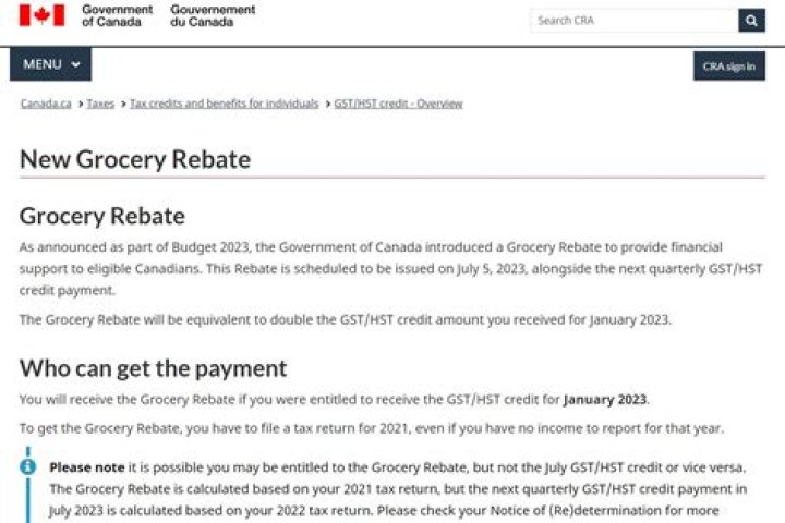 Grocery Rebate Ontario